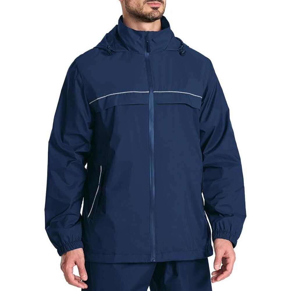 Men's Rain Jacket Waterproof with Hood Lightweight Windbreaker Jacket for Men Br